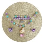 Fashion, accesorii si bijuterii - Copii - Accesorii copii - Bijuterii si ceasuri copii - Set bijuterii unicorn, 6 piese, geanta transparenta multicolor, diametru 13.5 cm, inaltime 4 cm - Infinity.ro