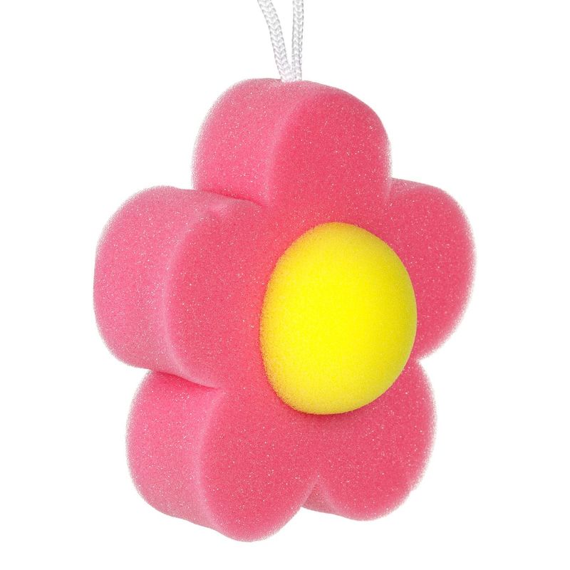 Ingrijire personala si Cosmetice - Ingrijire personala - Ingrijire corp - Bureti de baie - Burete baie, model floare, culori fucsia galben, dimensiuni 14.5 x 14 x 3.5cm - Infinity.ro