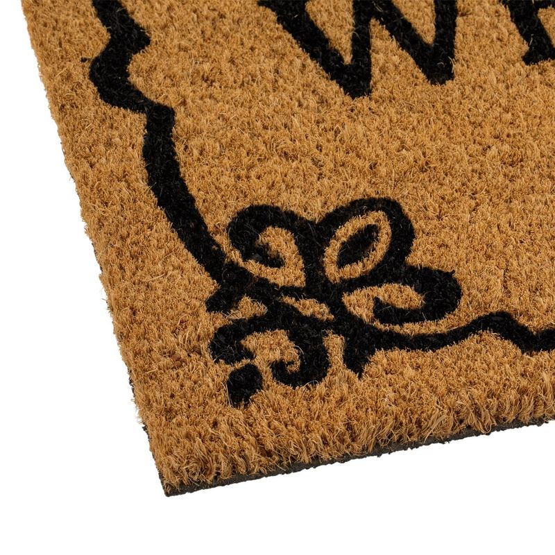 Casa si Gradina - Textile si covoare - Covoare - Covorase intrare - Covoras usa, model welcome, maro, margine neagra, 60x 40cm, fibre nuca de cocos - Infinity.ro