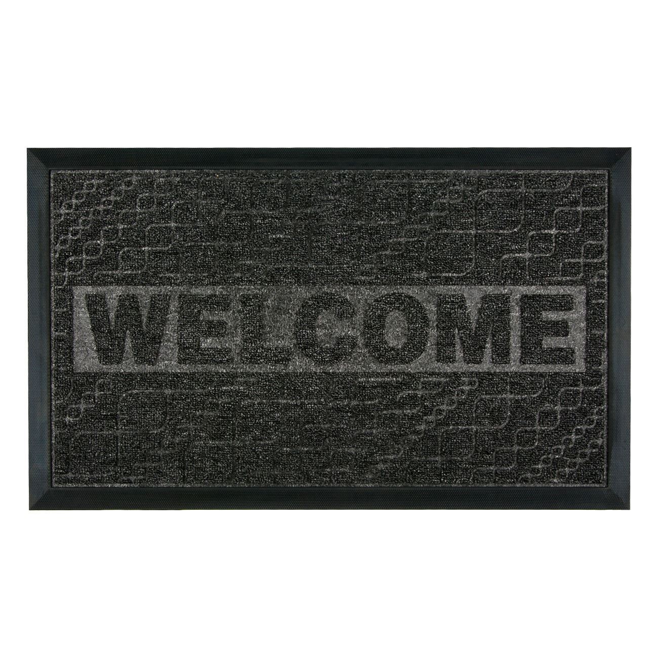 Covoras usa, model welcome, culoare negru, 75 x 45cm, cauciuc-mocheta