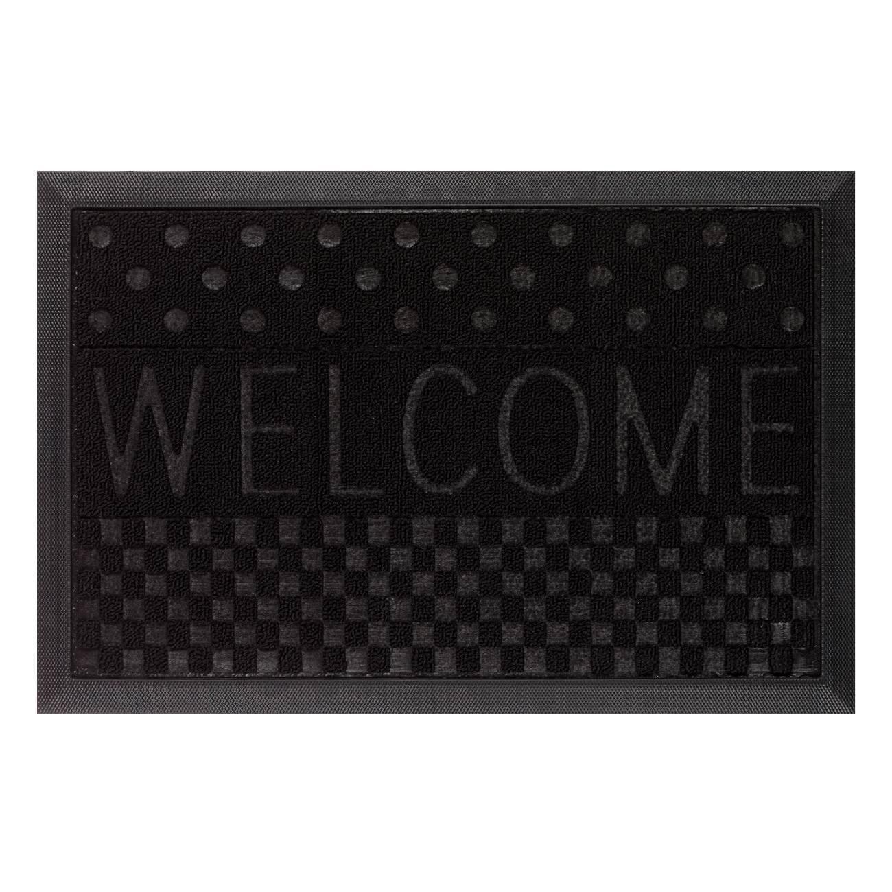 Covoras usa, negru, mesaj reliefat welcome, 60x 40cm, cauciuc-mocheta