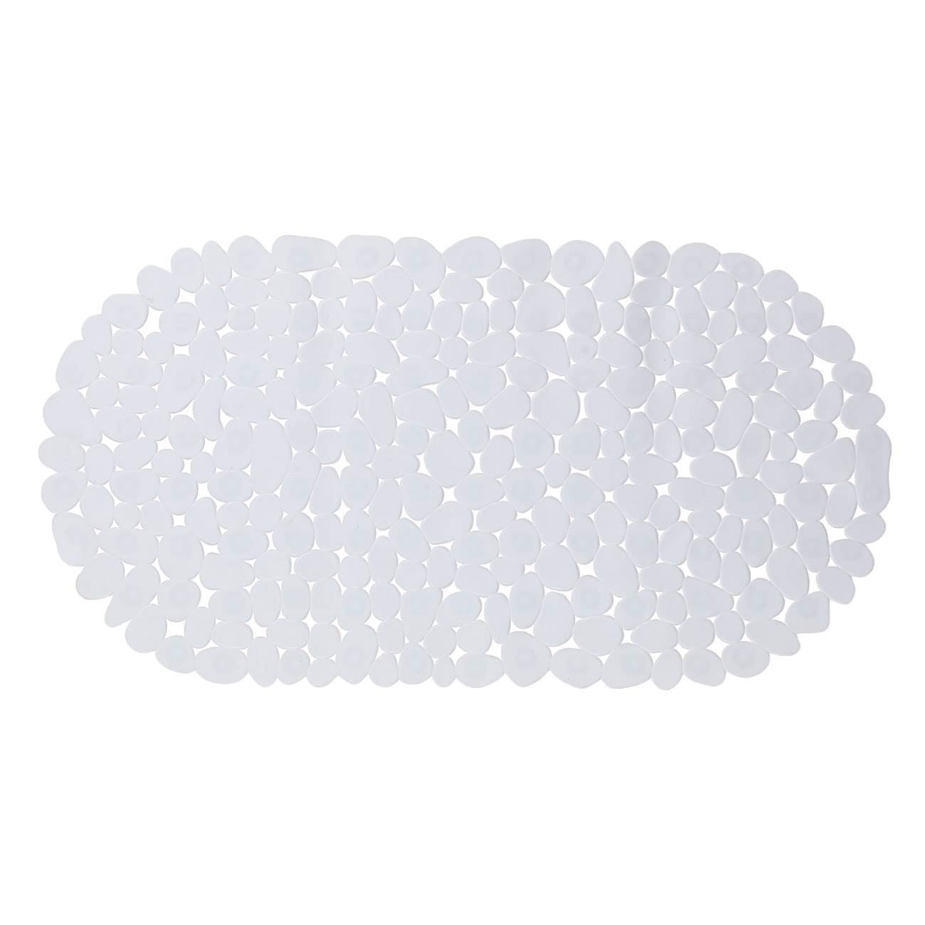 Covoras baie antiderapant, model pietre, dimensiuni 68 x 35 cm, alb, pvc