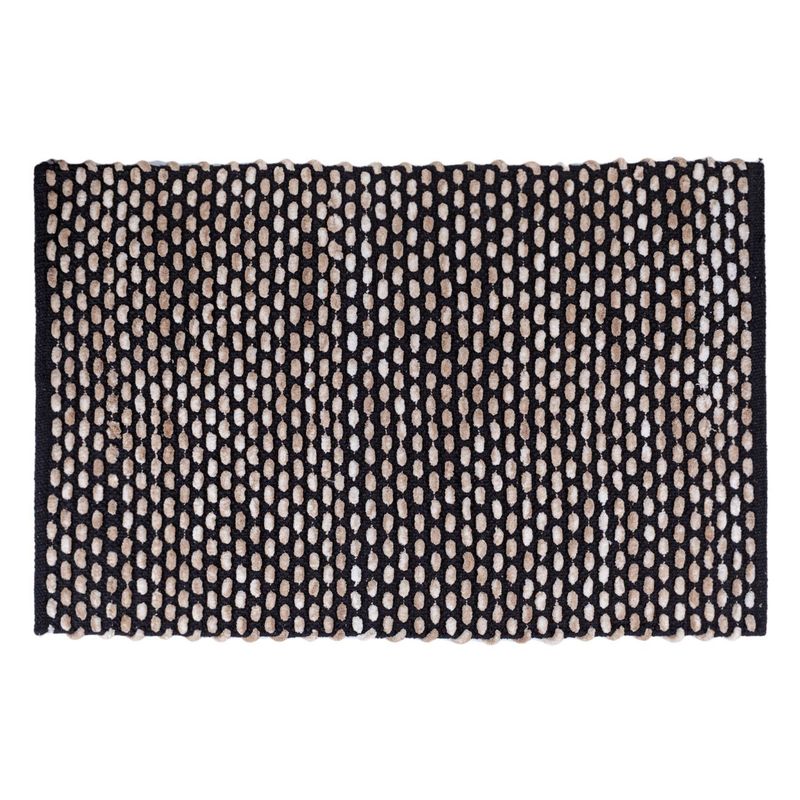 Casa si Gradina - Textile si covoare - Covoare - Covorase baie - Set covorase baie, model, 2 bucati, culoare negru bej, dimensiuni 80x 50cm si 50x 45cm - Infinity.ro