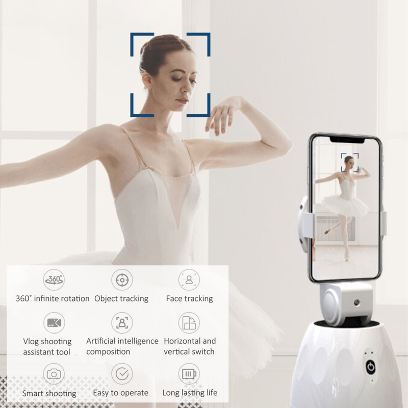 Laptop, Telefoane si Tablete - Telefoane mobile si accesorii - Accesorii Telefoane - Suport si docking telefoane - Stabilizator pentru Smartphone Versatyx, Rotire 360°, Urmarire AI, Gimbal Smart Shooting pentru streaming, Bluetooth - Infinity.ro
