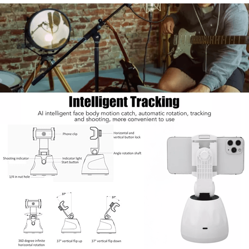 Laptop, Telefoane si Tablete - Telefoane mobile si accesorii - Accesorii Telefoane - Suport si docking telefoane - Stabilizator pentru Smartphone Versatyx, Rotire 360°, Urmarire AI, Gimbal Smart Shooting pentru streaming, Bluetooth - Infinity.ro