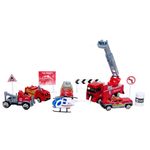 Jucarii, Copii si Bebe - Jucarii si jocuri - Vehicule si jucarii cu telecomanda - Masinute - Set vehicule de jucarie, model pompieri, 6 bucati, scara 1:87, schelet metalic, multicolor - Infinity.ro
