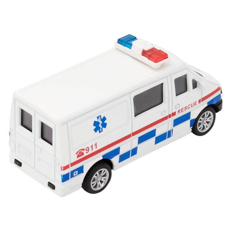 Jucarii, Copii si Bebe - Jucarii si jocuri - Vehicule si jucarii cu telecomanda - Masinute - Jucarie auto ambulanta, albastru si rosu, metal, scara 1:43, miscare in spate, pentru baieti - Infinity.ro