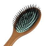 Ingrijire personala si Cosmetice - Ingrijire personala - Ingrijire par - Perii de par si piepteni - Perie par ovala, lemn, maro, baza verde, 24 cm - Infinity.ro