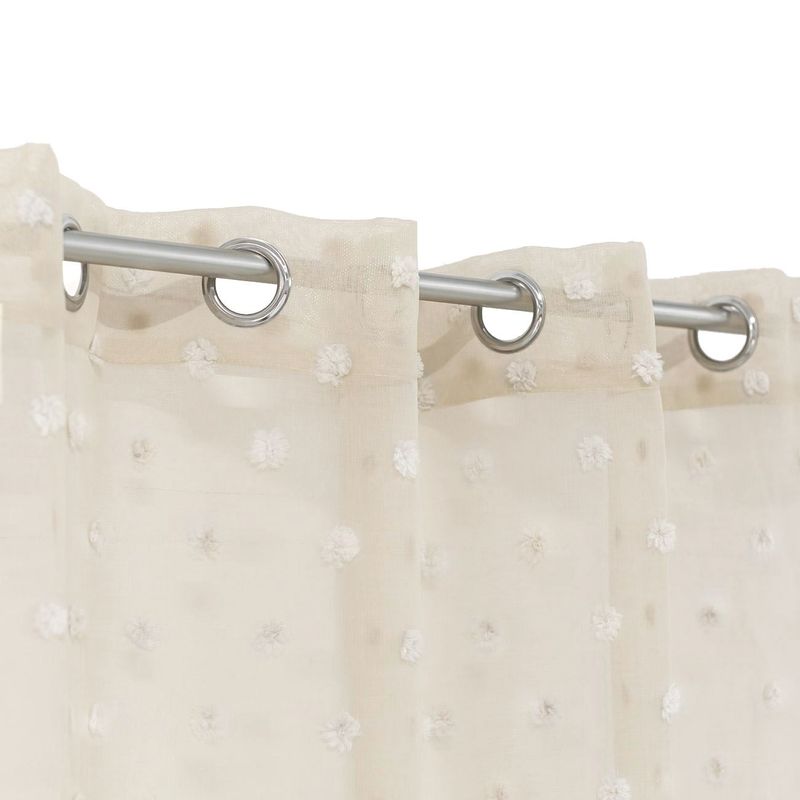 Casa si Gradina - Textile si covoare - Perdele si draperii - Perdele - Perdea decorativa, model cu franjuri mic-pompon, culoare bej, dimensiuni 140x 260 cm, inele 4 cm, material poliester - Infinity.ro