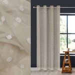 Casa si Gradina - Textile si covoare - Perdele si draperii - Perdele - Perdea decorativa, model cu franjuri mic-pompon, culoare bej, dimensiuni 140x 260 cm, inele 4 cm, material poliester - Infinity.ro