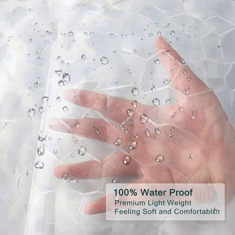 Casa si Gradina - Sanitare - Cazi si cabine de dus - Paravane si usi - Perdea dus, clear 3d, pietre transparent, dimensiuni 180x 180cm, material peva, set 12 inele - Infinity.ro