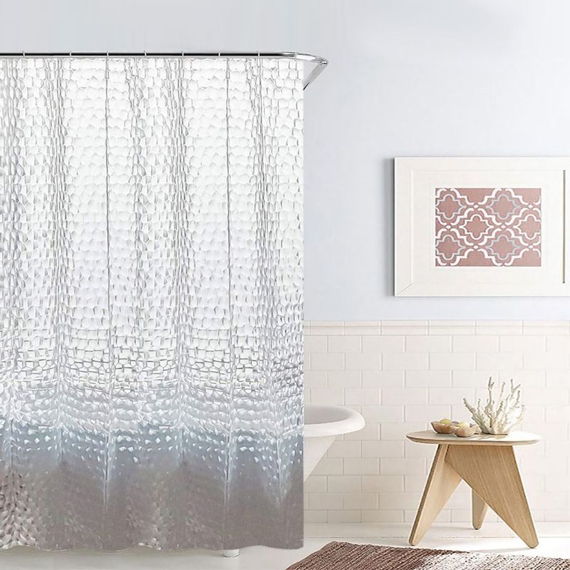 Casa si Gradina - Textile si covoare - Perdele si draperii - Perdele - Perdea dus, clear 3d, pietre transparent, dimensiuni 180x 180cm, material peva, set 12 inele - Infinity.ro