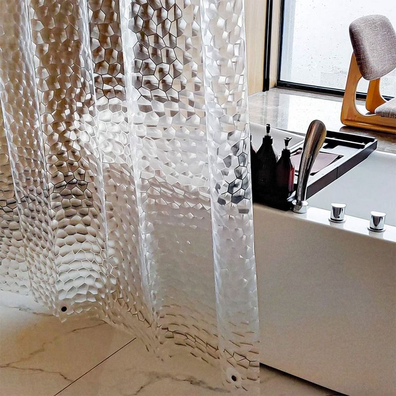 Casa si Gradina - Sanitare - Cazi si cabine de dus - Paravane si usi - Perdea dus, clear 3d, pietre transparent, dimensiuni 180x 180cm, material peva, set 12 inele - Infinity.ro