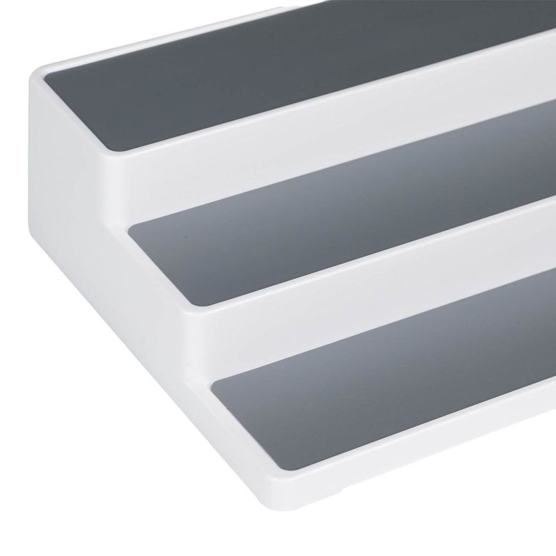 Casa si Gradina - Mobilier - Biblioteci si rafturi - Rafturi - Raft condimente, 3 nivele, plastic, alb-gri, 36.5 x 24 x 8.5 cm - Infinity.ro