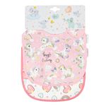 Jucarii, Copii si Bebe - Hrana si alaptare - Biberoane, suzete si accesorii hranire - Articole hranire bebelusi - Set bavete copii, model unicorn, roz/alb, poliester, 18 x 22 cm, 2 bucati - Infinity.ro