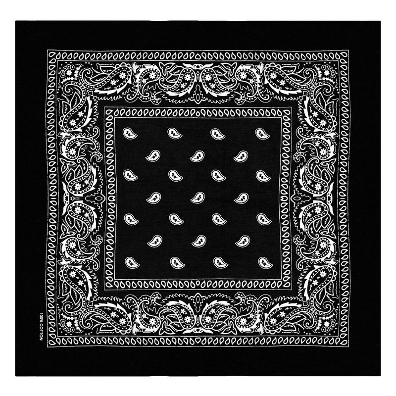 Fashion, accesorii si bijuterii - Femei - Accesorii femei - Esarfe si fulare femei - Bandana bumbac, paisley, culoare neagra, dimensiune 54 x 54cm - Infinity.ro