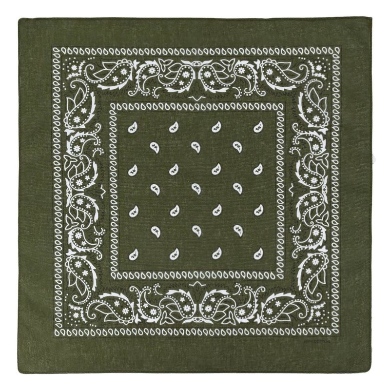 Fashion, accesorii si bijuterii - Femei - Accesorii femei - Esarfe si fulare femei - Bandana bumbac, model paisley, kaki, 54 x 54 cm - Infinity.ro