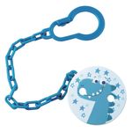Jucarii, Copii si Bebe - Hrana si alaptare - Biberoane, suzete si accesorii hranire - Suzete si accesorii - Lant suzeta honeybaby dinozaur, plastic, albastru, 24 cm - Infinity.ro