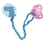 Jucarii, Copii si Bebe - Hrana si alaptare - Biberoane, suzete si accesorii hranire - Suzete si accesorii - Lant suzeta honeybaby dinozaur, plastic, albastru, 24 cm - Infinity.ro