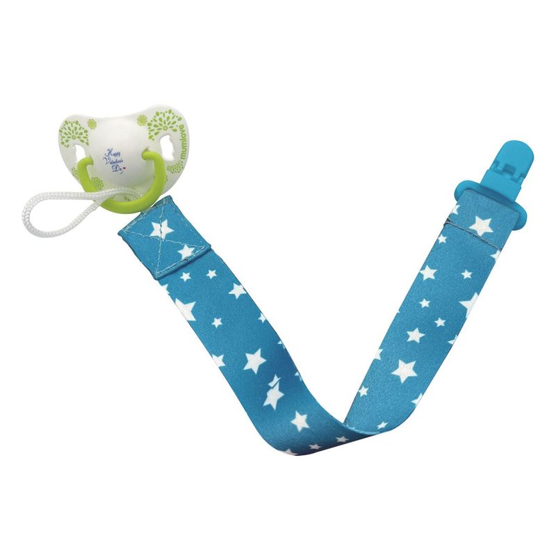 Jucarii, Copii si Bebe - Hrana si alaptare - Biberoane, suzete si accesorii hranire - Suzete si accesorii - Curea suzeta honeybaby, stele, albastru, 23.5cm, 0% bpa - Infinity.ro