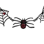 Fashion, accesorii si bijuterii - Femei - Bijuterii femei - Coliere femei - Colier fara brand, model gothic, culoare negru, paianjeni metalici, strass rosu - Infinity.ro