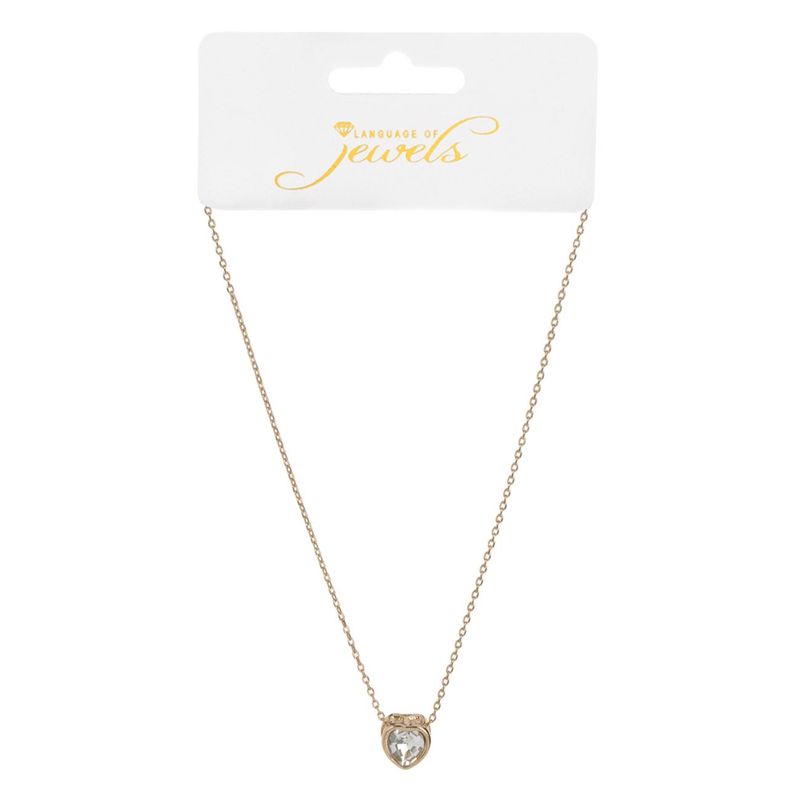 Fashion, accesorii si bijuterii - Femei - Bijuterii femei - Coliere femei - Colier femei, language of jewels, inima strass, culoare aurie - Infinity.ro