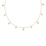 Fashion, accesorii si bijuterii - Femei - Bijuterii femei - Coliere femei - Colier language of jewels, model stele, strass, lant culoare aurie - Infinity.ro