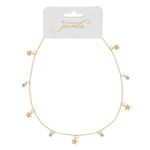 Fashion, accesorii si bijuterii - Femei - Bijuterii femei - Coliere femei - Colier language of jewels, model stele, strass, lant culoare aurie - Infinity.ro