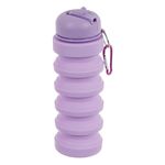 Casa si Gradina - Bucatarie si vesela - Cani si pahare - Sticle - Sticla de apa pliabila, silicon, capacitate 200-500 ml, inel suspendare, lila - Infinity.ro