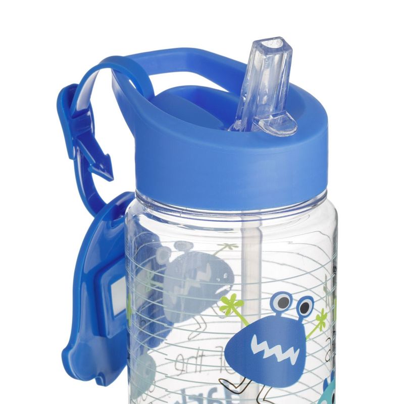 Casa si Gradina - Bucatarie si vesela - Cani si pahare - Sticle - Sticla de apa, pop up, model dinozaur, maner inelar, capacitate 440ml, albastru si transparent - Infinity.ro