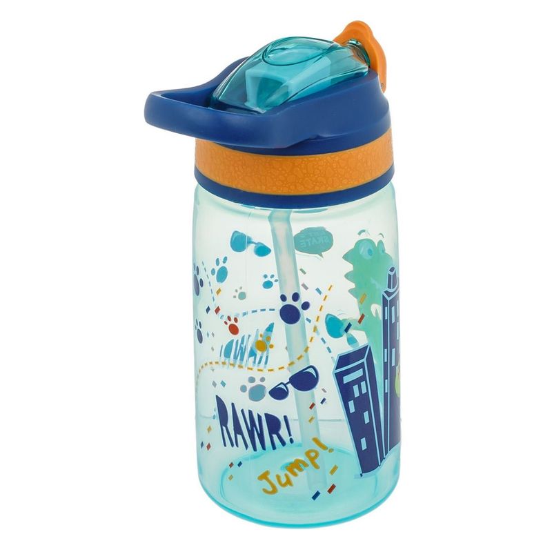 Casa si Gradina - Bucatarie si vesela - Cani si pahare - Sticle - Sticla apa copii, pop up dinozaur, mecanism silicon, capacitate 500ml, albastru - Infinity.ro