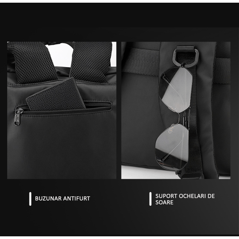 Sport si Outdoor - Articole de voiaj - Rucsacuri - Rucsac multifunctional, laptop, impermeabil, office, business, albastru inchis OBRALIX - Infinity.ro