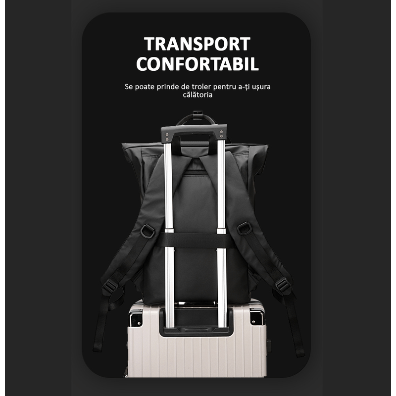 Sport si Outdoor - Articole de voiaj - Rucsacuri - Rucsac multifunctional, laptop, impermeabil, office, business, albastru inchis OBRALIX - Infinity.ro