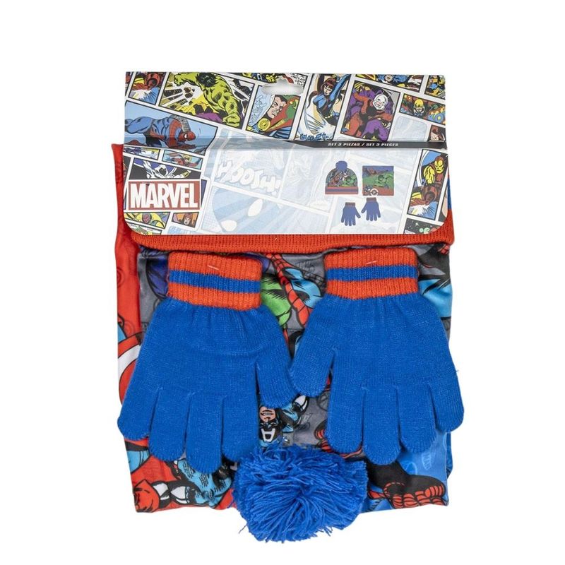 Fashion, accesorii si bijuterii - Copii - Accesorii copii - Caciuli si palarii copii - Set pentru copii, cu caciula, manusi si guler, personaj Avengers, Cerda - Infinity.ro