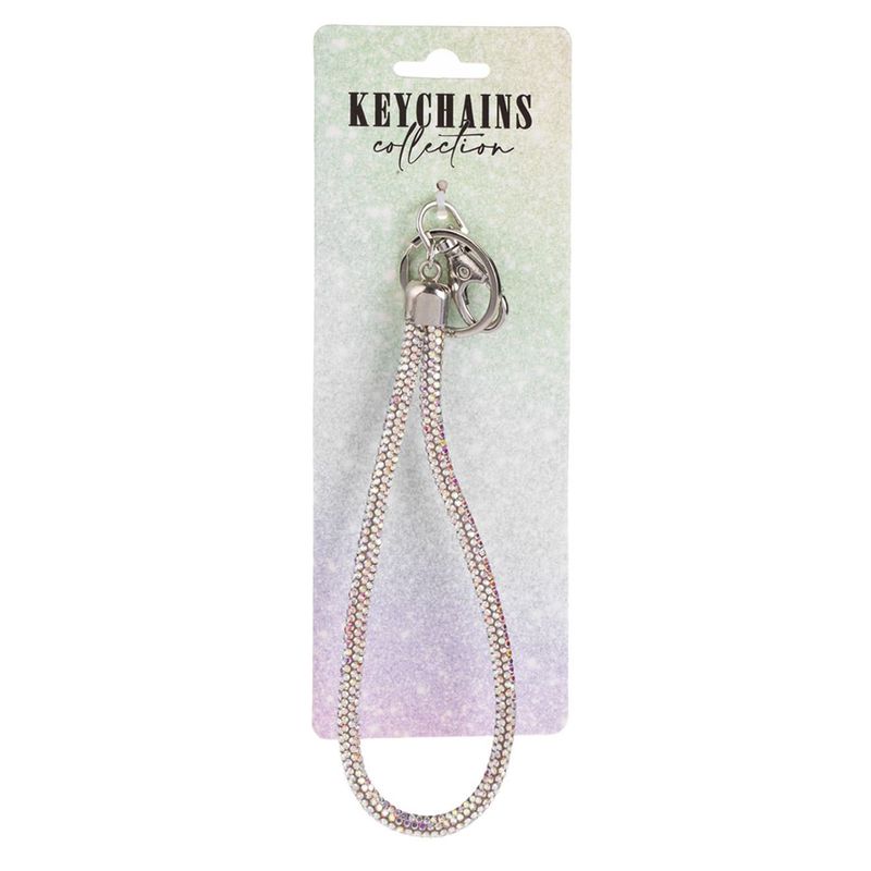 Fashion, accesorii si bijuterii - Femei - Accesorii femei - Alte accesorii femei - Breloc metal, strass holografic, 15cm, argintiu - Infinity.ro