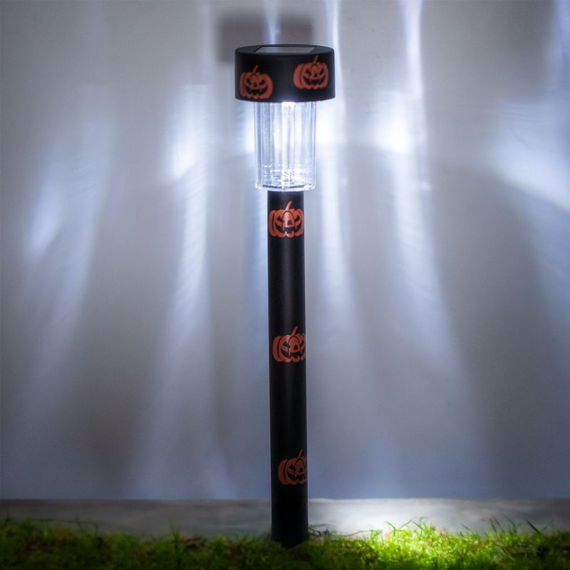 Casa si Gradina - Corpuri si surse de iluminat - Iluminat exterior - Felinare - Felinar solar halloween, 2 modele, culoare negru si portocaliu, inaltime 36cm, plastic - Infinity.ro