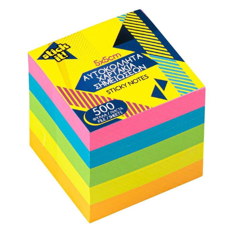 Carti si Birotica - Papetarie - Notite autoadezive - Notite adezive stick it, 5 x 5cm, set 500 foi, multicolor - Infinity.ro
