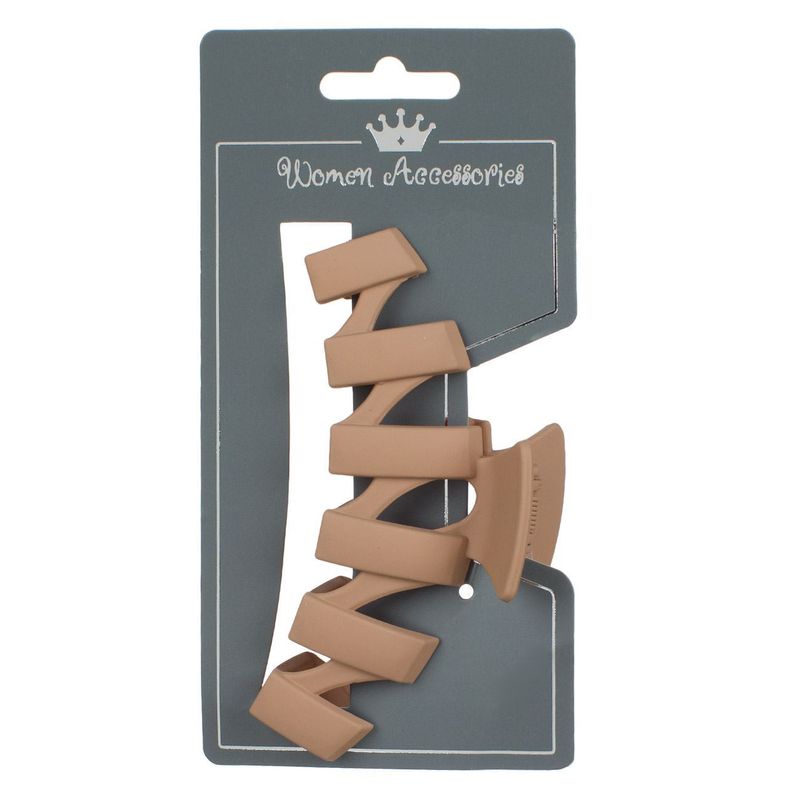 Fashion, accesorii si bijuterii - Femei - Accesorii femei - Accesorii pentru par femei - Clama par, zigzag, plastic, bej mat, 11 x 4.5cm - Infinity.ro