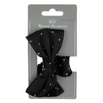 Fashion, accesorii si bijuterii - Femei - Accesorii femei - Accesorii pentru par femei - Clama par, funda satinata cu strass, negru, 9cm pentru femei - Infinity.ro