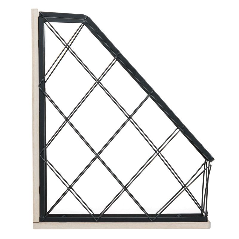 Carti si Birotica - Birotica - Accesorii de birou - Suporturi accesorii birou - Suport dosare metalic, 27.5 x 10x 34cm, negru, baza lemn - Infinity.ro