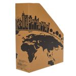 Carti si Birotica - Birotica - Accesorii de birou - Suporturi accesorii birou - Suport dosare si reviste, model carton kraft, imprimeu negru case si copaci, 26 x 9 x 32cm - Infinity.ro