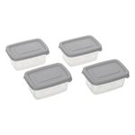 Casa si Gradina - Bucatarie si vesela - Organizare si depozitare bucatarie - Cutii alimentare - Set caserole plastic, capacitate 120ml, transparent cu capac gri, 4 bucati - Infinity.ro