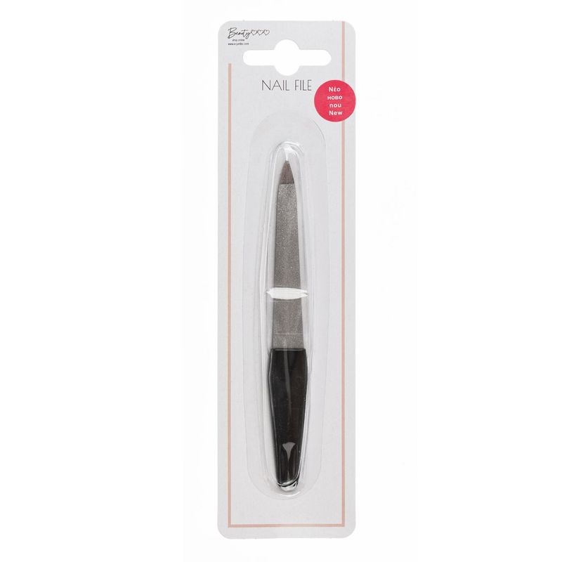 Ingrijire personala si Cosmetice - Manichiura si pedichiura - Pile cosmetice - Pila de unghii, beautopia, 11.5cm, metal, maner plastic, negru - Infinity.ro