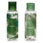 Sport si Outdoor - Articole de voiaj - Accesorii articole de voiaj - Set sticle calatorie, model frunze tropicale, capacitate 100ml, 2 bucati, transparent - Infinity.ro