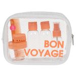 Sport si Outdoor - Articole de voiaj - Accesorii articole de voiaj - Set sticle calatorie, model bon voyage, capacitate 60ml si 30ml, cu perie si pieptene, transparent, 6 bucati - Infinity.ro