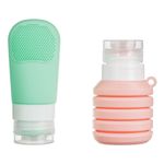 Sport si Outdoor - Articole de voiaj - Accesorii articole de voiaj - Set sticle calatorie silicon, capacitate 60ml roz & 100ml verde menta, ambalaj transparent, capace transparente - Infinity.ro