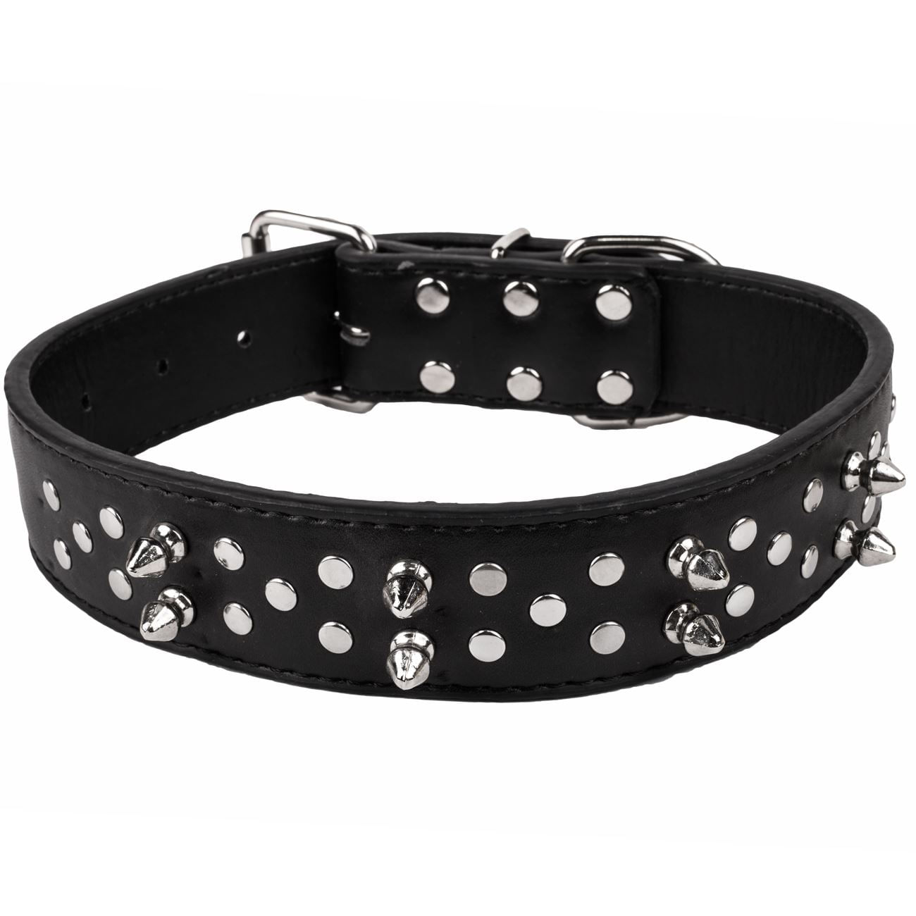 Zgarda caine, model spiked, dimensiune 60x 3.8cm, negru