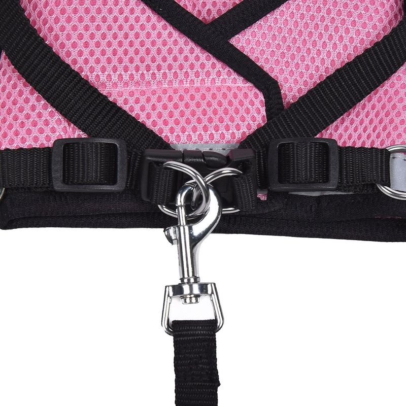 Petshop - Accesorii petshop - Zgarzi, lese si hamuri - Hamuri - Ham cu lesa pentru caini, s, reflectorizant, roz/negru - Infinity.ro