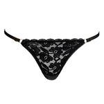 Fashion, accesorii si bijuterii - Femei - Lenjerie si pijamale femei - Lenjerie intima femei - Chiloti dama string, model brazil, dantela neagra, benzile laterale reglabile - Infinity.ro