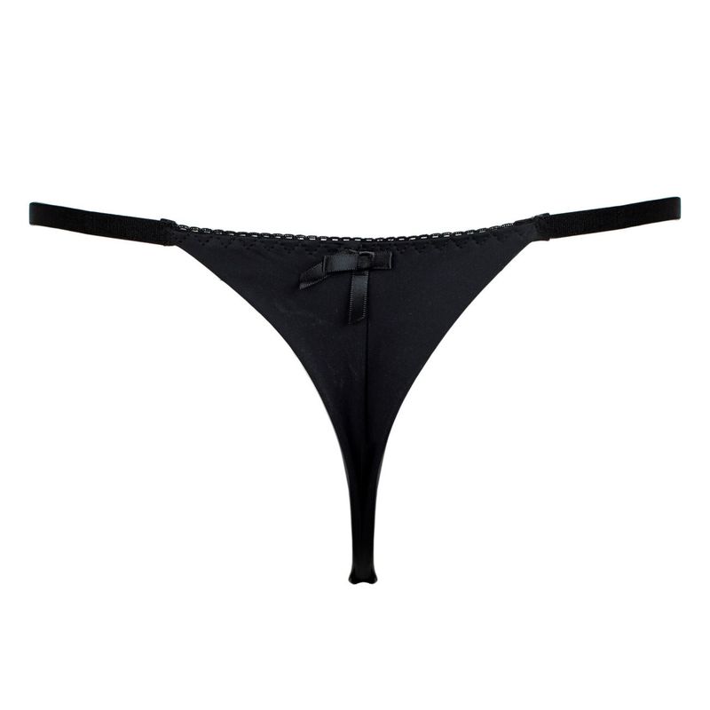 Fashion, accesorii si bijuterii - Femei - Lenjerie si pijamale femei - Lenjerie intima femei - Chiloti dama string, model brazil, dantela neagra, benzile laterale reglabile - Infinity.ro